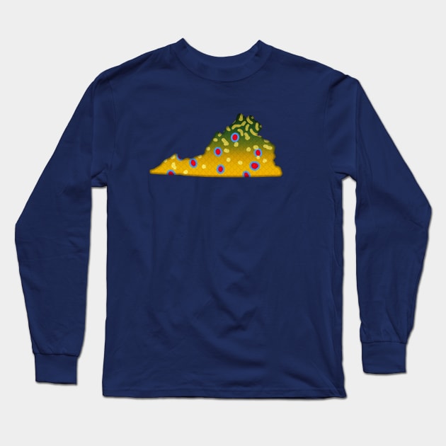 Brook Trout Fish Virginia State Map Fishing Gifts Long Sleeve T-Shirt by TeeCreations